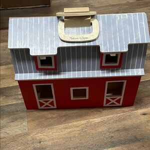 Melissa & Doug Red and Gray Wooden Barn Toy with Carry Handle